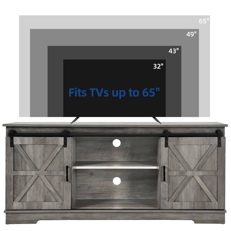 Evelynn TV Stand Sliding Barn Door Farmhouse Wood Entertainment Center for TVs Up to 65" White