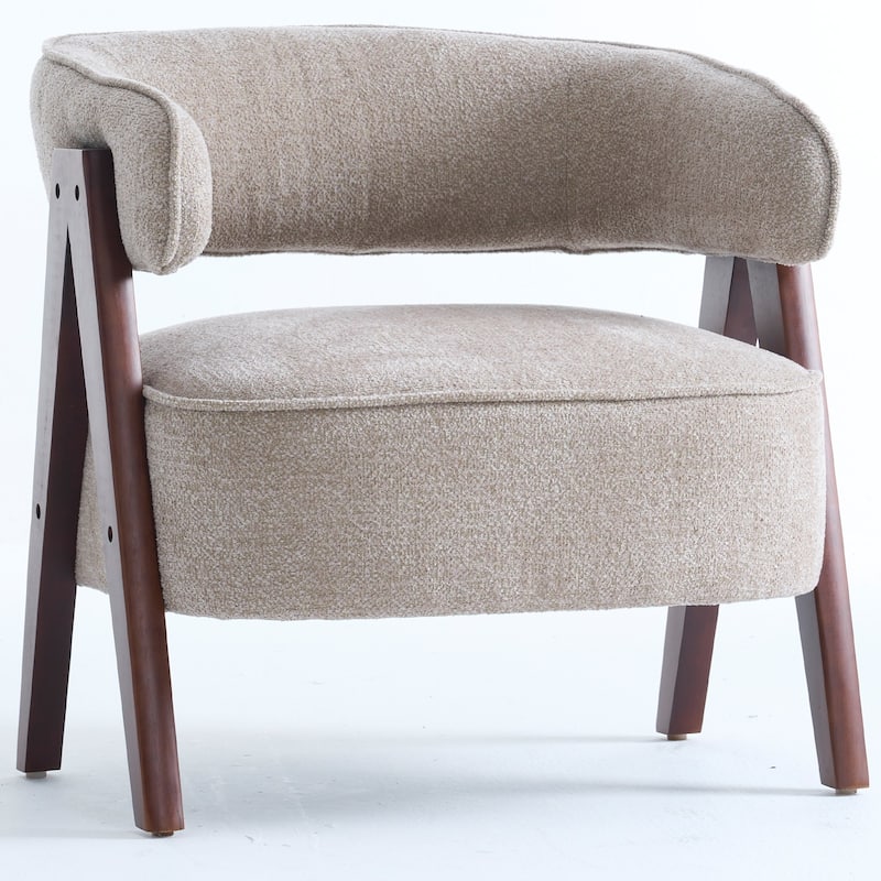 Modern Accent Chair, Armchair with 8.7" Thick Seat Cushion for Living Room - Brown