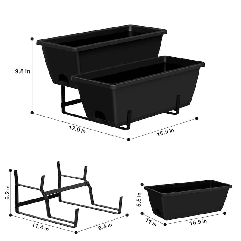 2 Tier Vertical Garden Planter for Flower Fruit Vegetable with Drain Holes
