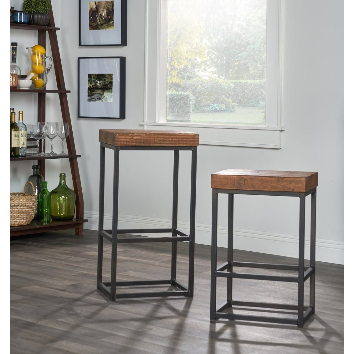 Reclaimed wood shop bar stools