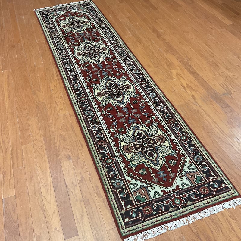 HERAT ORIENTAL Handmade Indo Serapi Wool Runner - 2'6" x 10'
