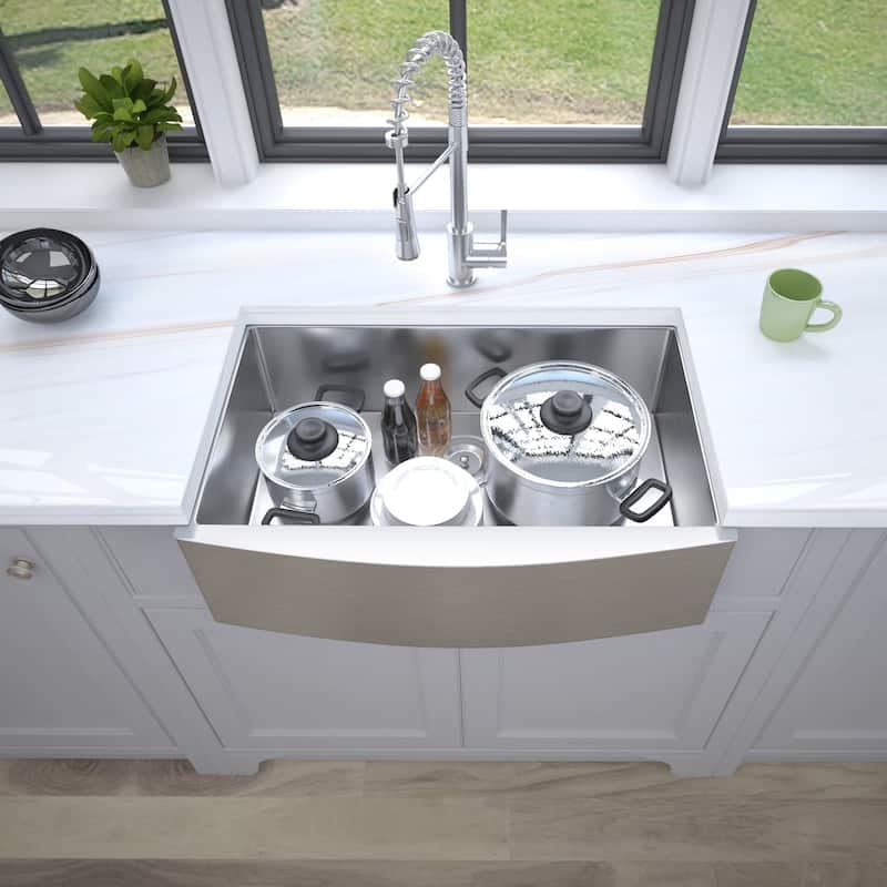 Undermount Single Bowl 18 Gauge Stainless Steel in Silver Kitchen Sink - 32'' x 18''