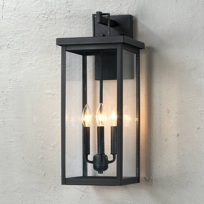 Forti 3-Light Large Black Outdoor Wall Sconce Lantern Light - 22.5"H - 22.5in H