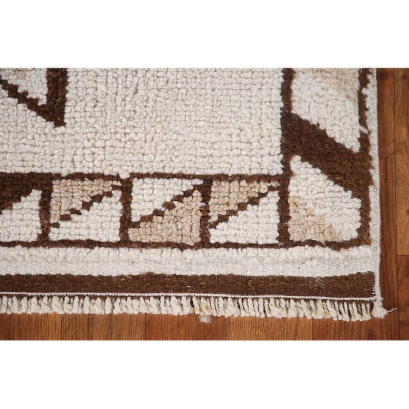 Natural Dye Anatolian Turkish Runner Rug Handmade Beige Wool Carpet - 2'11"x 12'2"