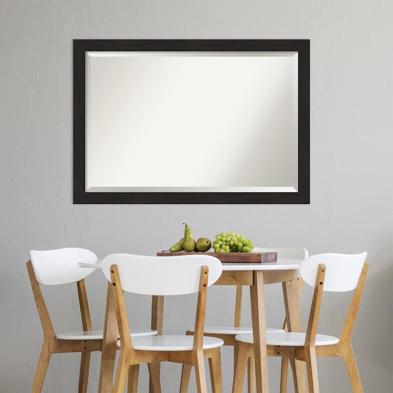 Beveled Wall Mirror - Furniture Espresso Narrow Frame - Furniture Espresso Narrow