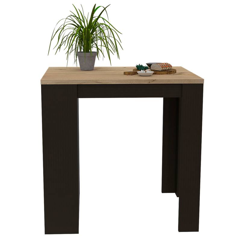 Black/Pine Kitchen Island Table with Open Shelves - 36" x 36" Countertop, Elegant Design