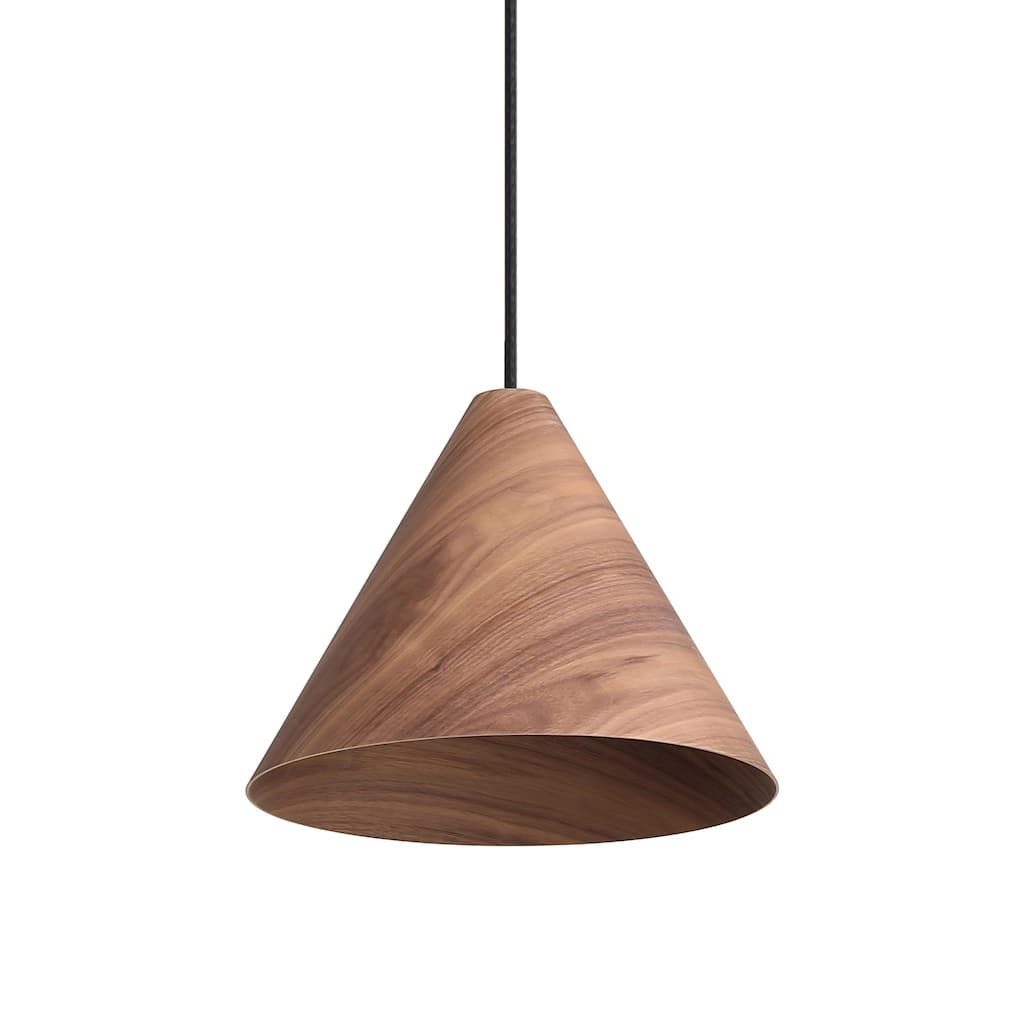 Conique 1-Light Pendant in Dark Walnut - Silver