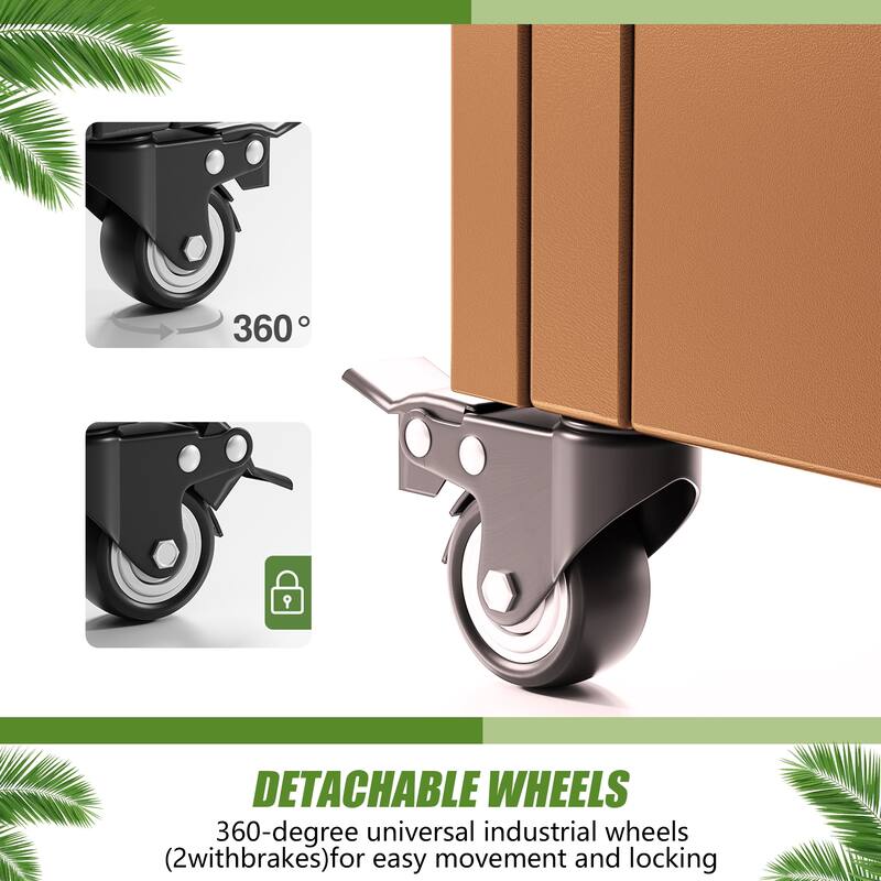 Raised Garden Bed Planter with Trellis Movable Planter Box with Lockable Wheels