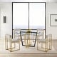 preview thumbnail 13 of 18, Devi 48 inch Glass and Black Steel Round Dining Table
