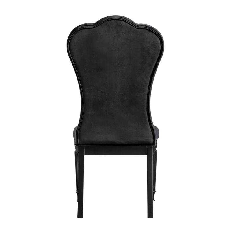 Set of 2 Upholstered Dining Chairs with Turned Fluted Legs