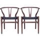 preview thumbnail 34 of 32, Farmhouse Dining Chairs Organic Round Arms Y-back Wood with Woven Black Seats For Kitchen Hotel Restaurants (Set of 2) Espresso