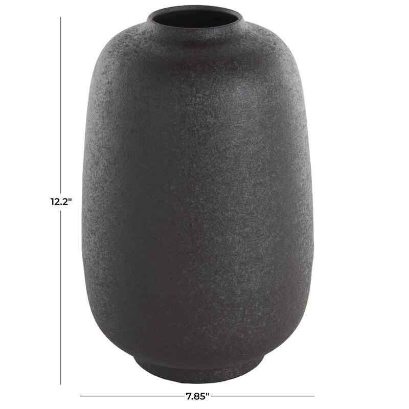 Metal Textured Rounded Decorative Vase - Black - Roche River Decor