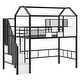 preview thumbnail 7 of 12, Stylish Metal Loft Bed with Roof Design and A Storage Box, Twin, Black