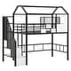 preview thumbnail 22 of 27, Twin Metal Loft Bed with Roof Design and Storage Box, Fun House Design, Sturdy Metal Frame, Full Guardrails for Safety, Pink