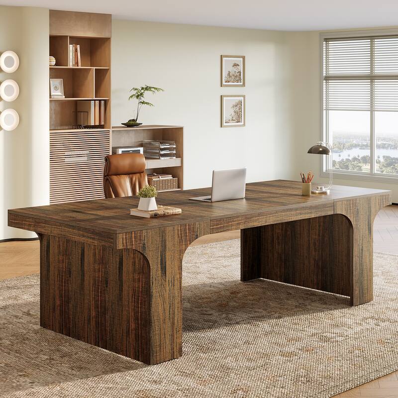 70.87" Executive Office Desk, Large Workspace Computer Desk, Simple Business Writing Table Simple Business for Home Office