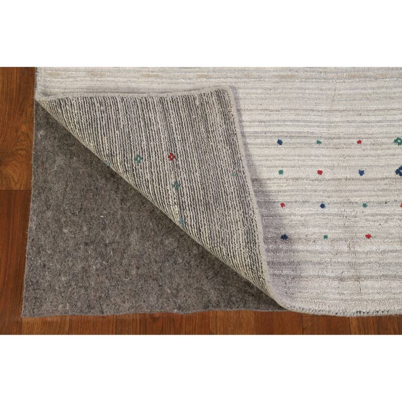 Hand Knotted Oriental 100% Wool Carpet Tribal Tribal Beige & Ivories Gabbeh Area Rug - 9' 10'' X 7' 9''