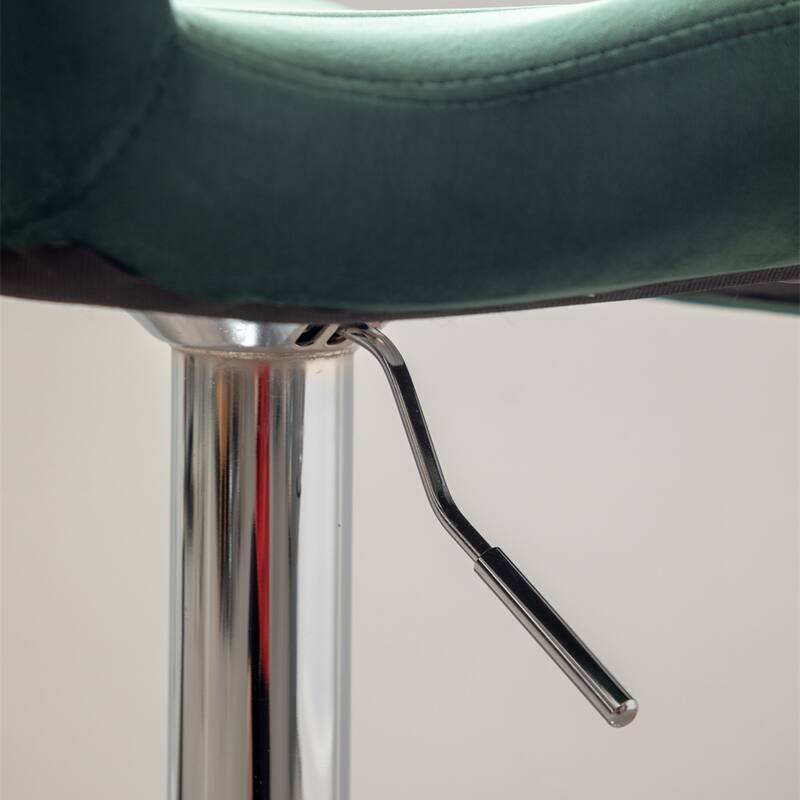 Upholstered Adjustable Swivel Barstools in Blue,Set of 2