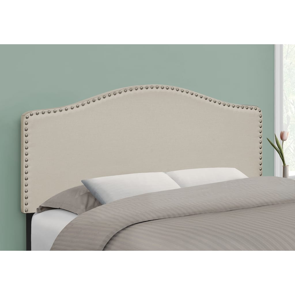 Bed, Headboard Only, Full Size, Bedroom, Upholstered, Beige Linen Look, Transitional