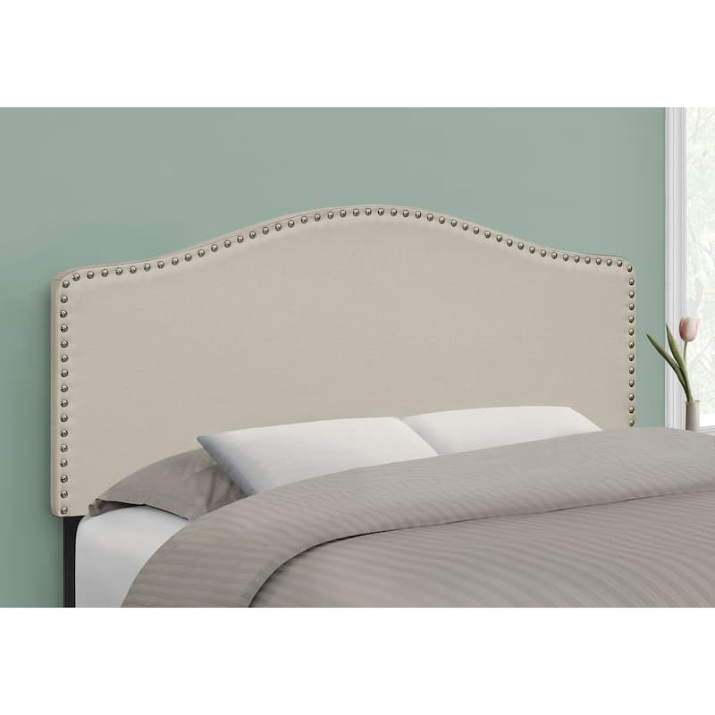Bed, Headboard Only, Full Size, Bedroom, Upholstered, Beige Linen Look, Transitional - Beige