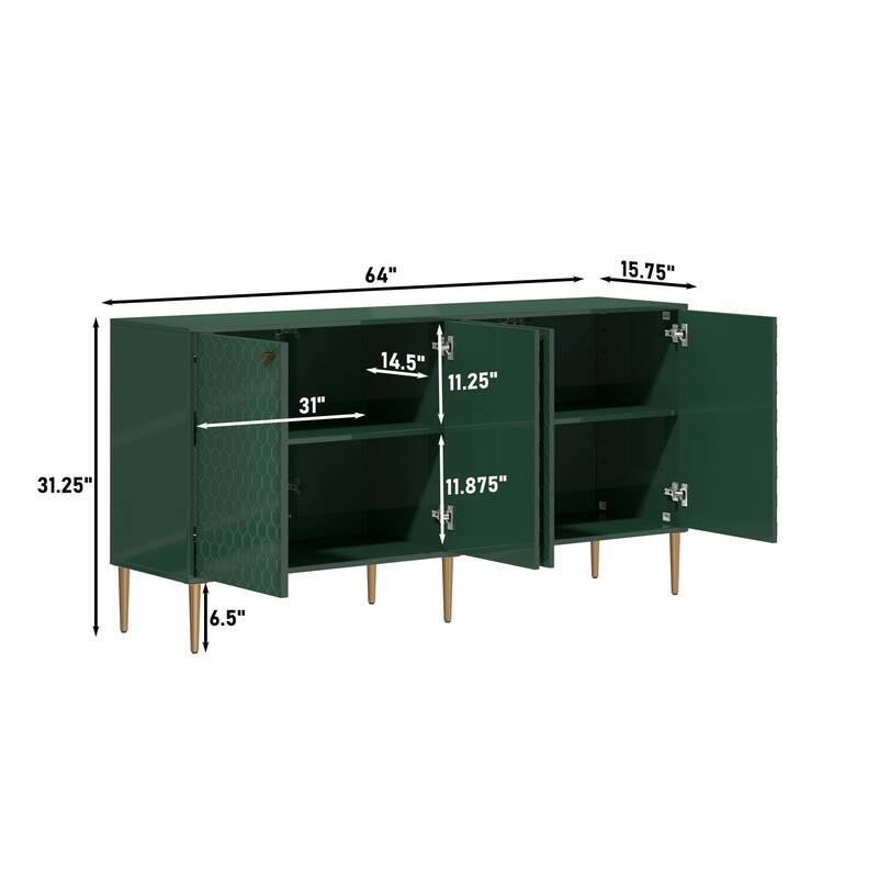 4 Door Wooden Glossy Locker Storage Accent Cabinet/Buffet