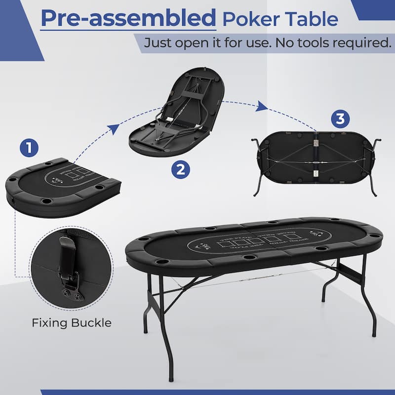 Gymax 8 Player Foldable Poker Table Portable Folding Texas Holdem