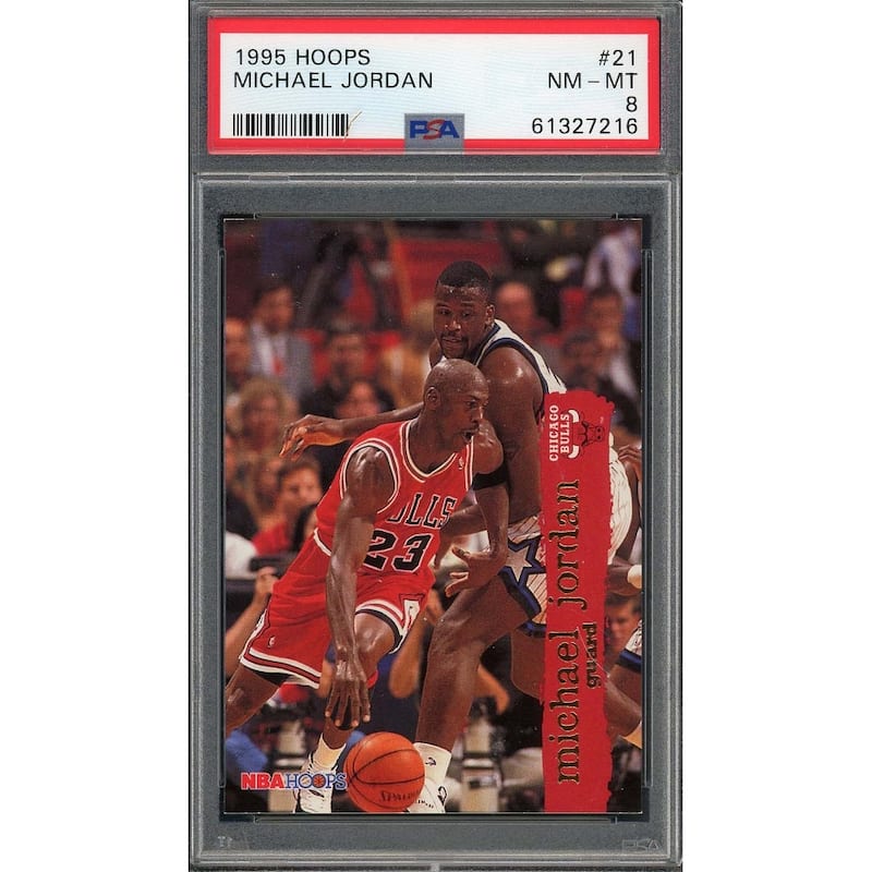 Michael Jordan 1995 Hoops Basketball Card #21 Graded PSA 8 - 8'6" x 11'6"