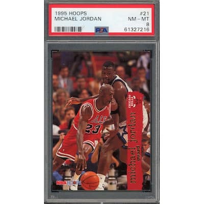 Michael Jordan 1995 Hoops Basketball Card #21 Graded PSA 8 - 8'6" x 11'6"