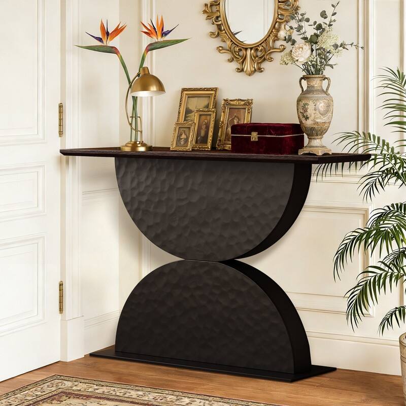 Modern 47" Wood Console Table Entryway Table With LED Light For Living Room