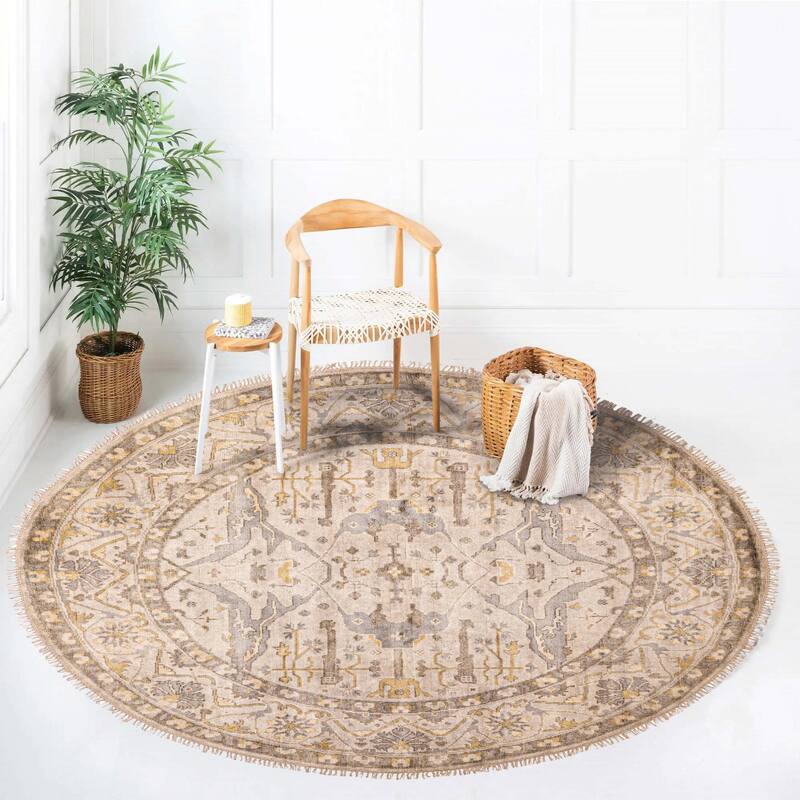 ECARPETGALLERY Hand-knotted Royal Oushak Light Grey Wool Rug - 9'0 x 8'9