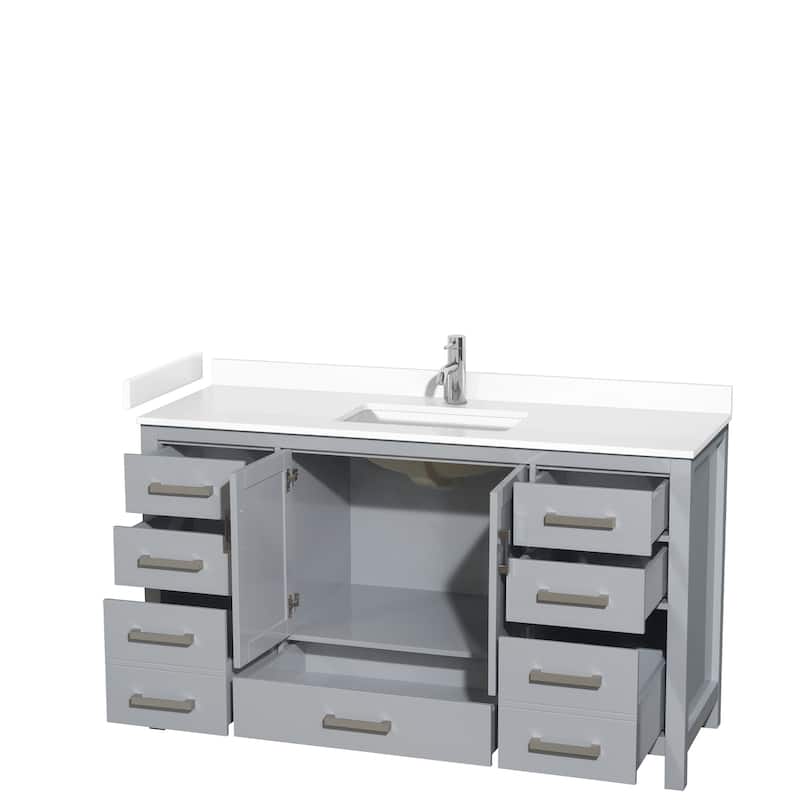 Sheffield Single Bathroom Vanity Set, Cultured Top, No Mirror