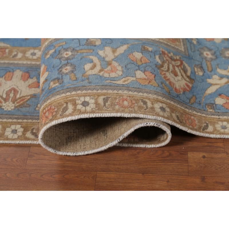 Blue Tabriz Persian Vintage Area Rug Hand-Knotted Wool Carpet - 9'6"x 12'8"
