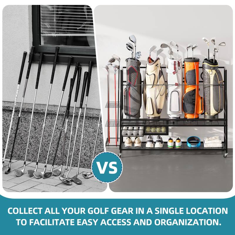 Moasis 3/5 Golf Bag Organizer Stand Holder with Wheels