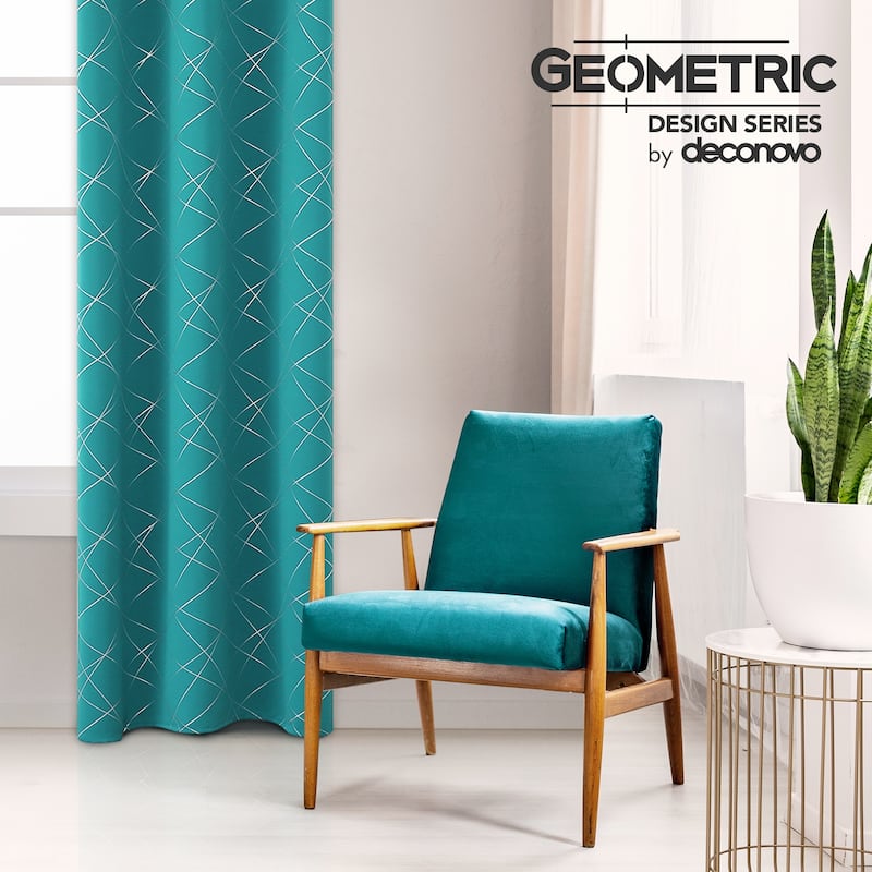 Deconovo Silver 42 Inch Geometric Curtain Panel Pair(2 Panel)