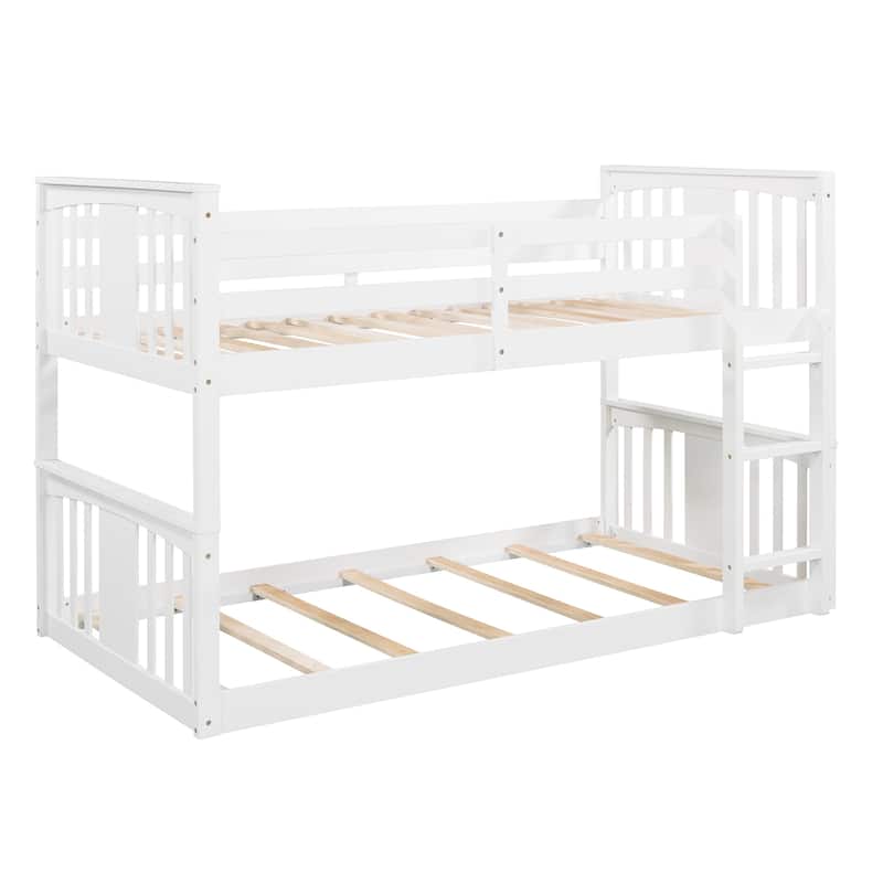 Wooden Bunk Bed with Ladder