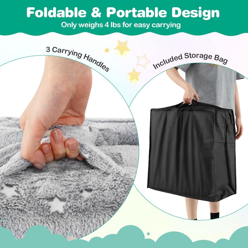 Gymax Foldable Floor Mattress for Kids Glow in the Dark Toddler Nap
