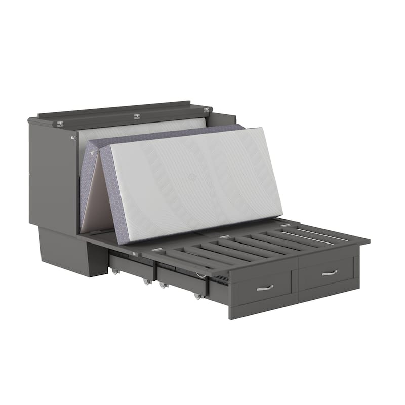 Monroe Full Murphy Bed Chest with 6" Memory Foam Mattress