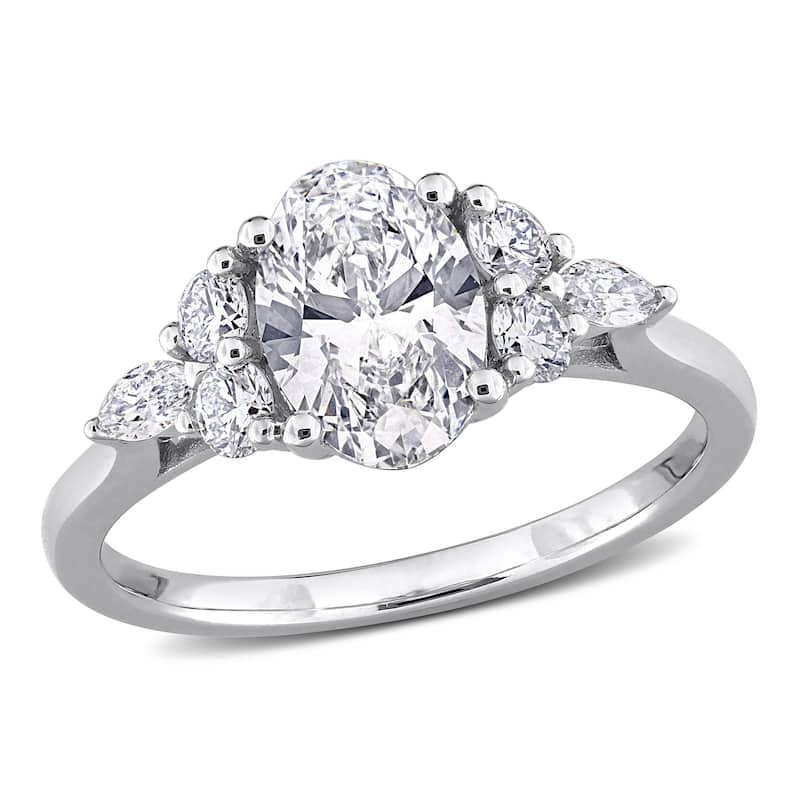 1 5/8ct TW Multi-Shaped Lab-Grown Diamond Engagement Ring in 14k White Gold
