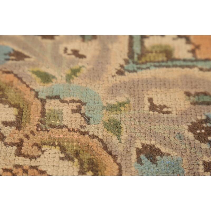 Hand Knotted Oriental 100% Wool Carpet Traditional Floral Navy Blue & Blues Tabriz Area Rug - 9' 10'' X 6' 7''