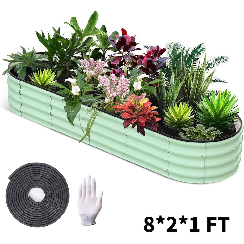 8x2x1ft Galvanized Raised Garden Bed, Planter Box for Vegetables, Flowers, Fruits