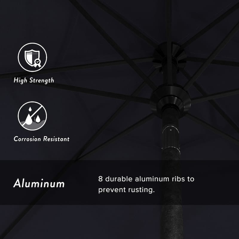 California Umbrella 9-foot Round Crank Lift, Push ButtonTilt, Black Frame Finish, Aluminum Patio Umbrella with Sunbrella Fabric