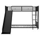 preview thumbnail 15 of 18, Minimalist Design Twin over Twin Bunk Bed with Built-In Slide and Sloping Ladder,Solid Metal Slats and Safety Guardrail