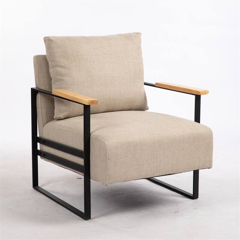 Leather Accent Chair with Metal Frame for Living Room