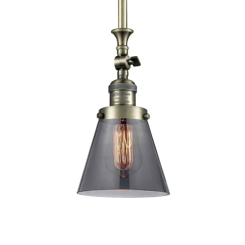 Innovations Lighting Small Cone 6" Wide Adjustable Mini Pendant - Antique Brass / Smoked