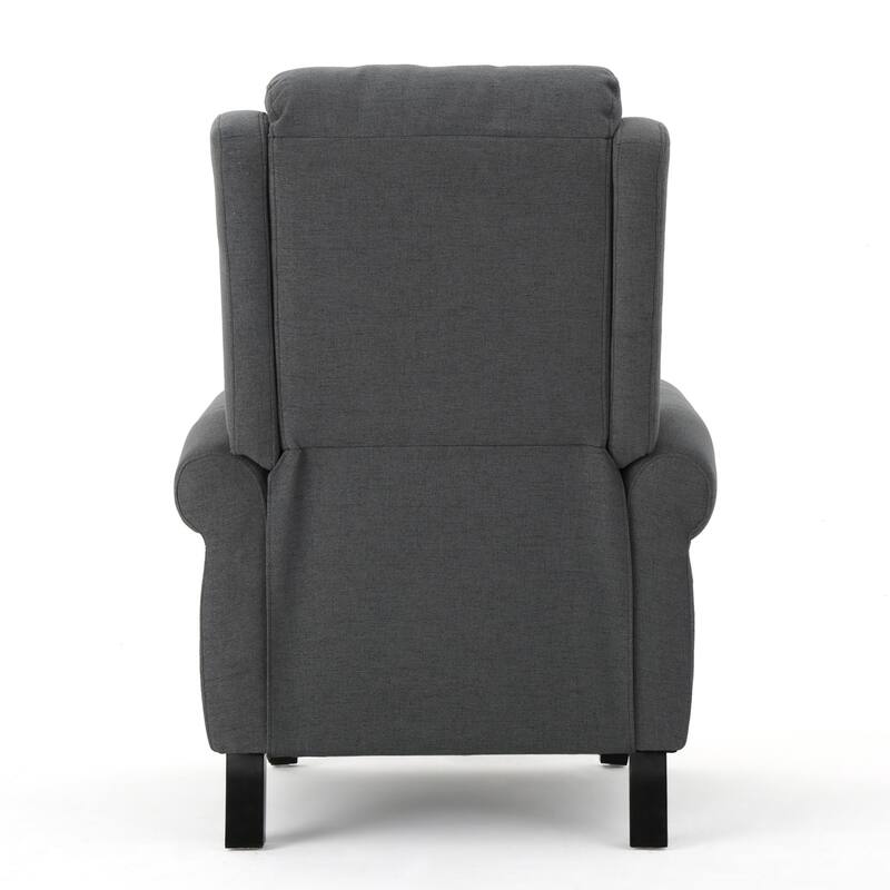 Push-Back Recliner Chair, High-Back Fabric Armchair with Rolled Arms, Single Sofa Recliner with Wood Legs, Classic Lounge Chair