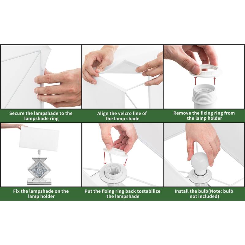 23.6"H Table Lamp With Crystal Mirrored Glass Base