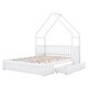 preview thumbnail 19 of 24, Wood Queen Size House Platform Bed with Guardrail and 2 Drawers