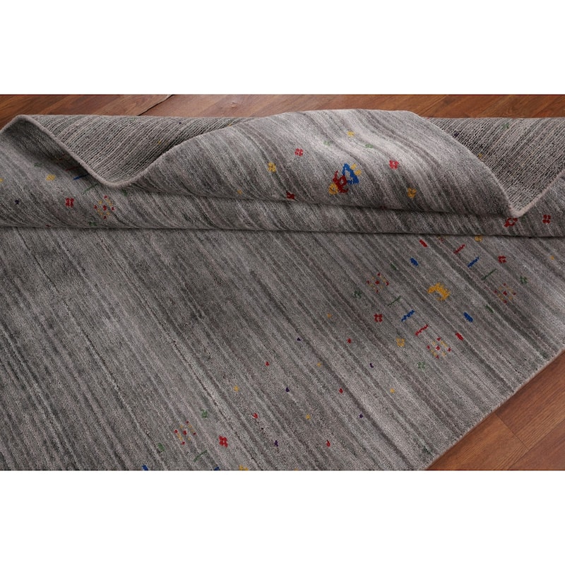 Tribal Striped Gabbeh Oriental Area Rug Handmade Silk Carpet - 5'0" x 7'9"