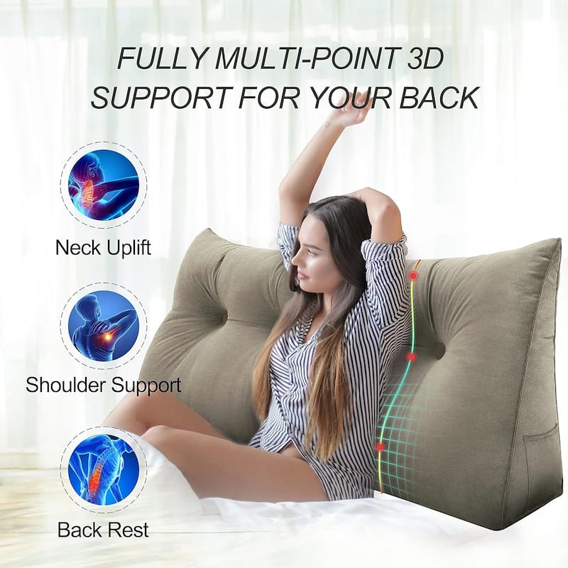 Velvet Headboard Reading Wedge Pillow for Bed Rest Sit Up Back Support