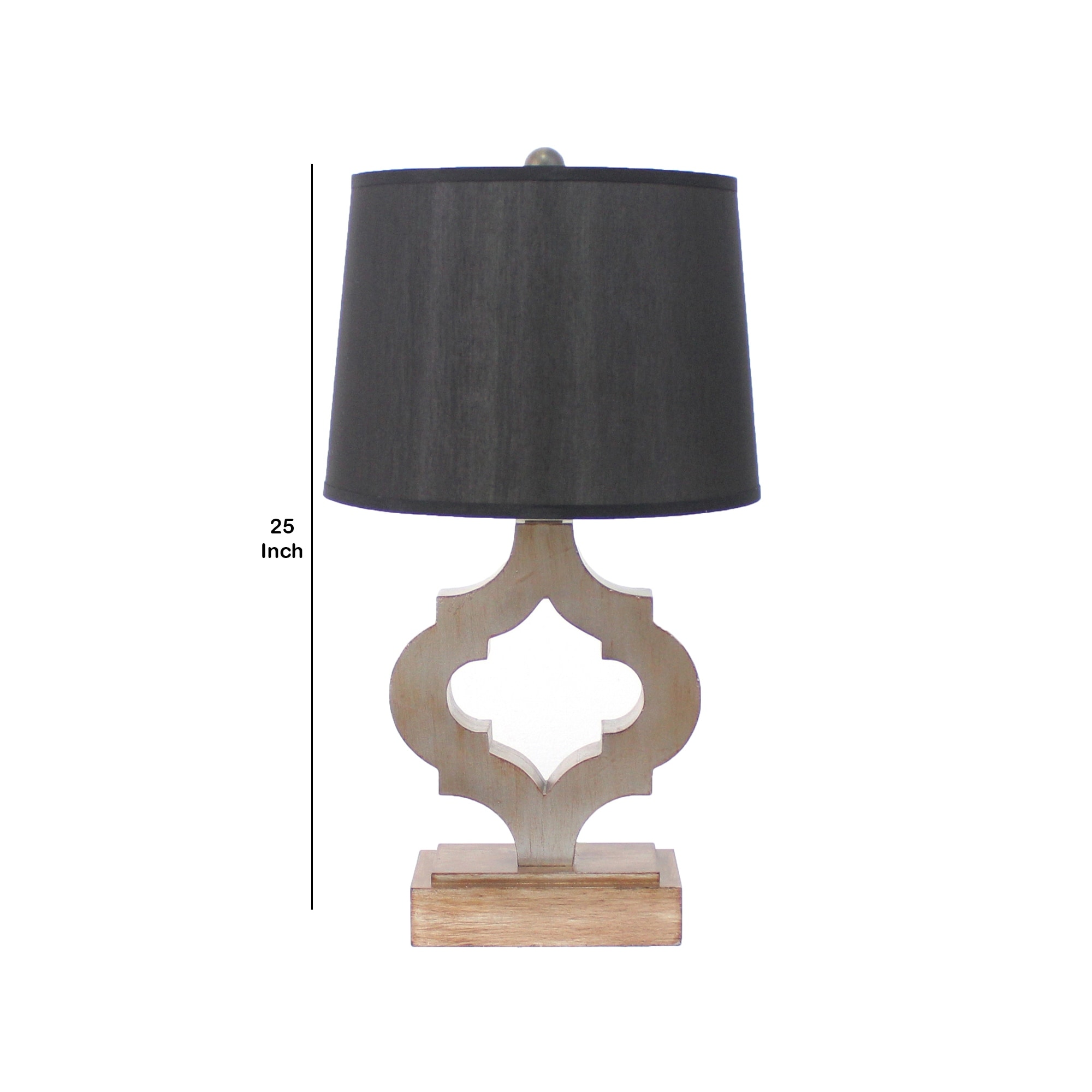 Shop Wooden Table Lamp With Quatrefoil Design Base Black And