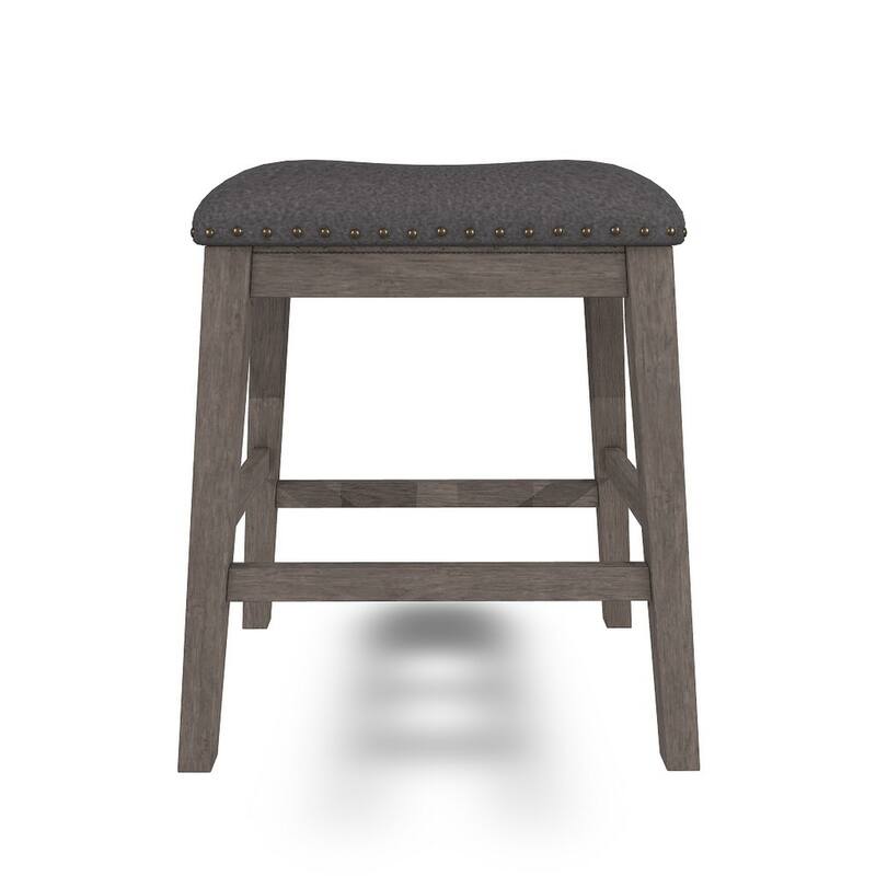Caity Counter Height Stool Set of 2, Gray Wood Frame, Cushioned Seat